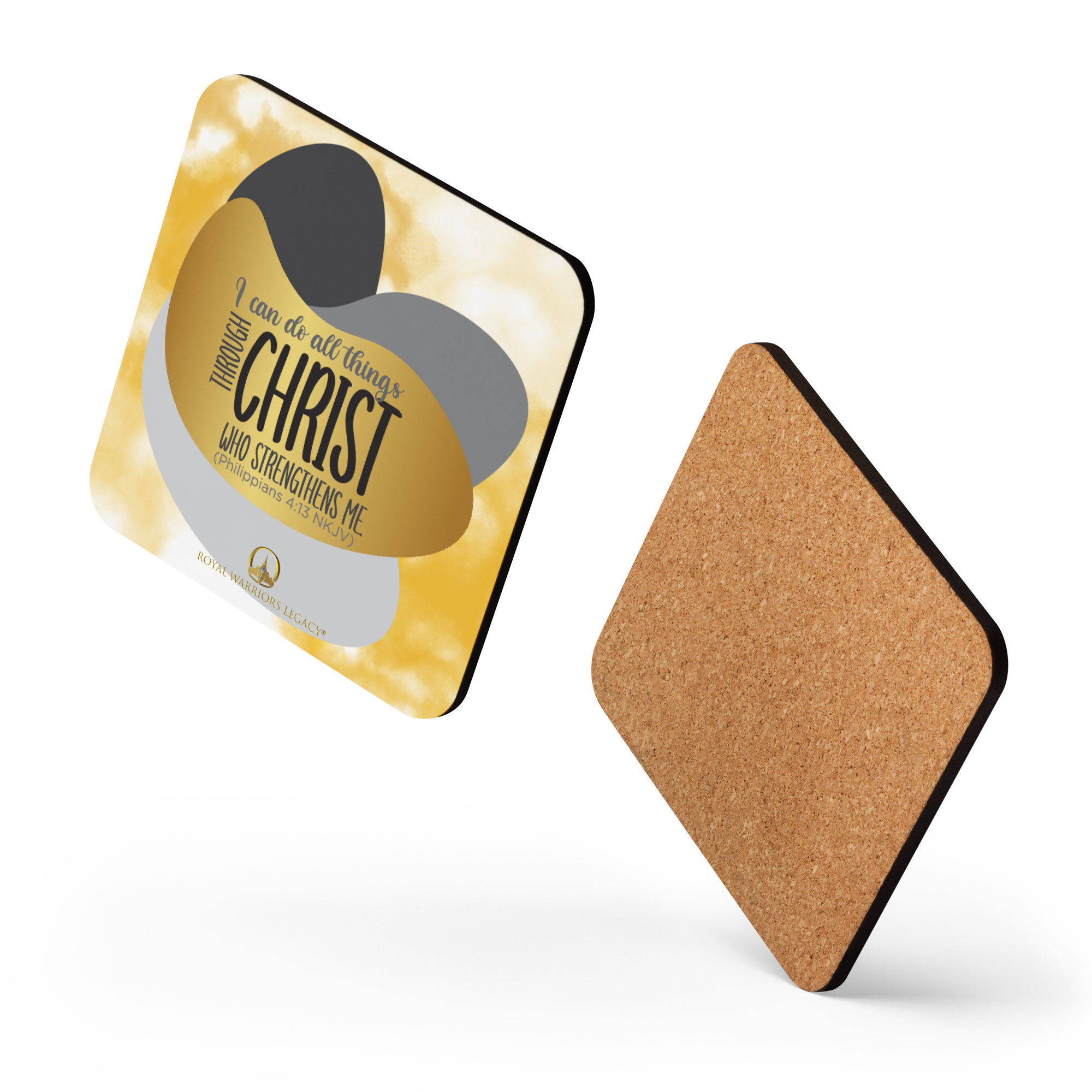 Empowered by Christ: Philippians 4:13 Cork-Back Coaster Set (1–6 pcs)