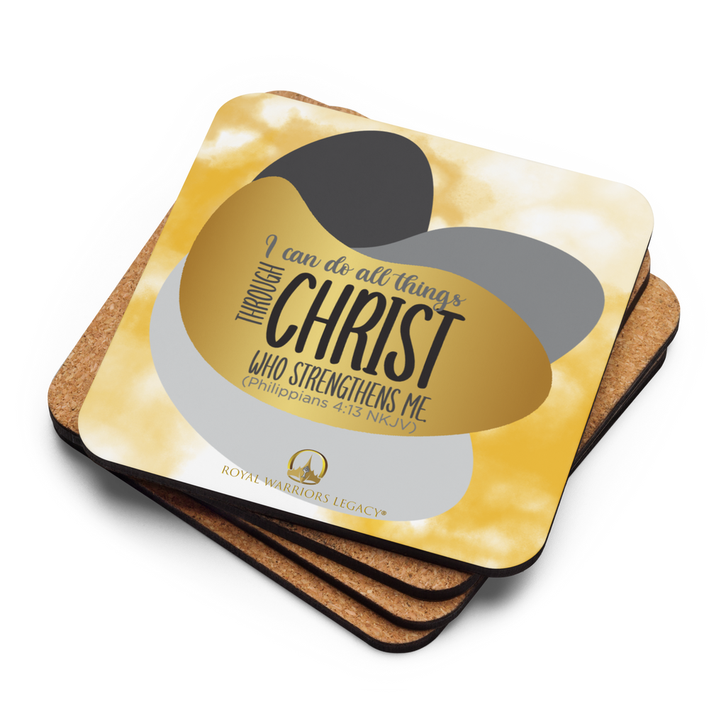 Empowered by Christ: Philippians 4:13 Cork-Back Coaster Set (1–6 pcs)