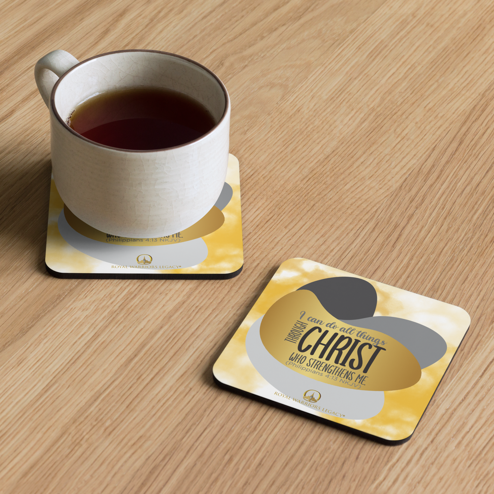 Empowered by Christ: Philippians 4:13 Cork-Back Coaster Set (1–6 pcs)