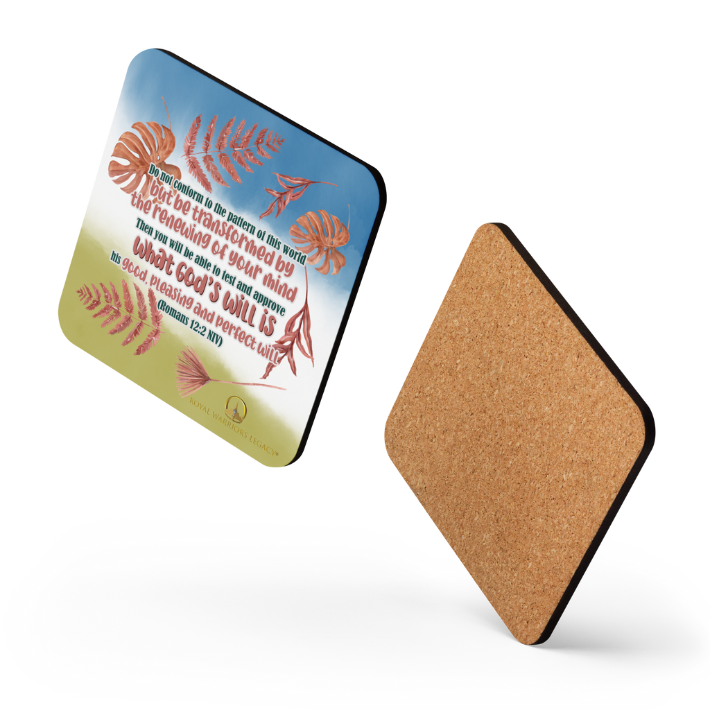 Renewed By The Spirit: Romans 12:2 Cork-Back Coaster Set (1–6 pcs)