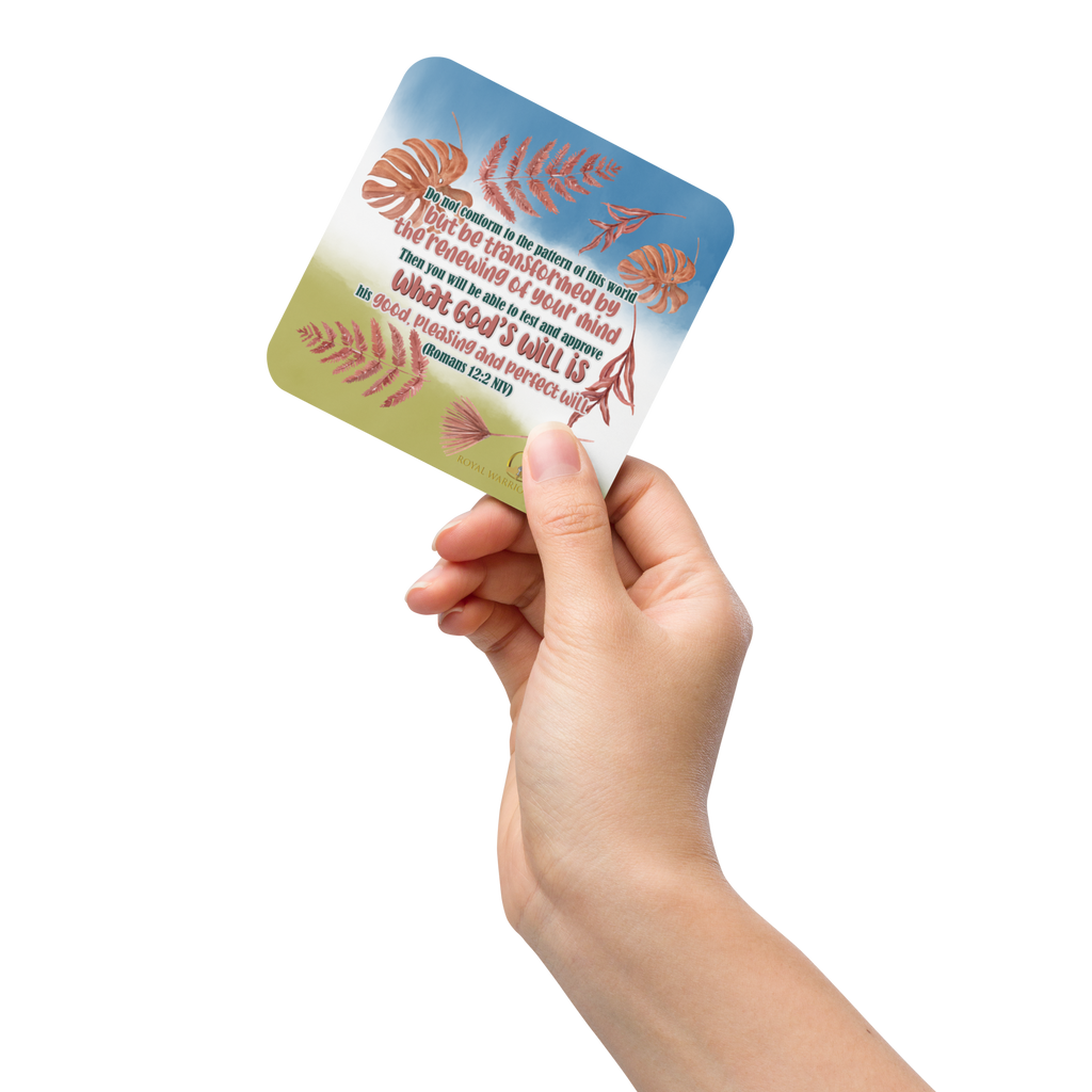 Renewed By The Spirit: Romans 12:2 Cork-Back Coaster Set (1–6 pcs)