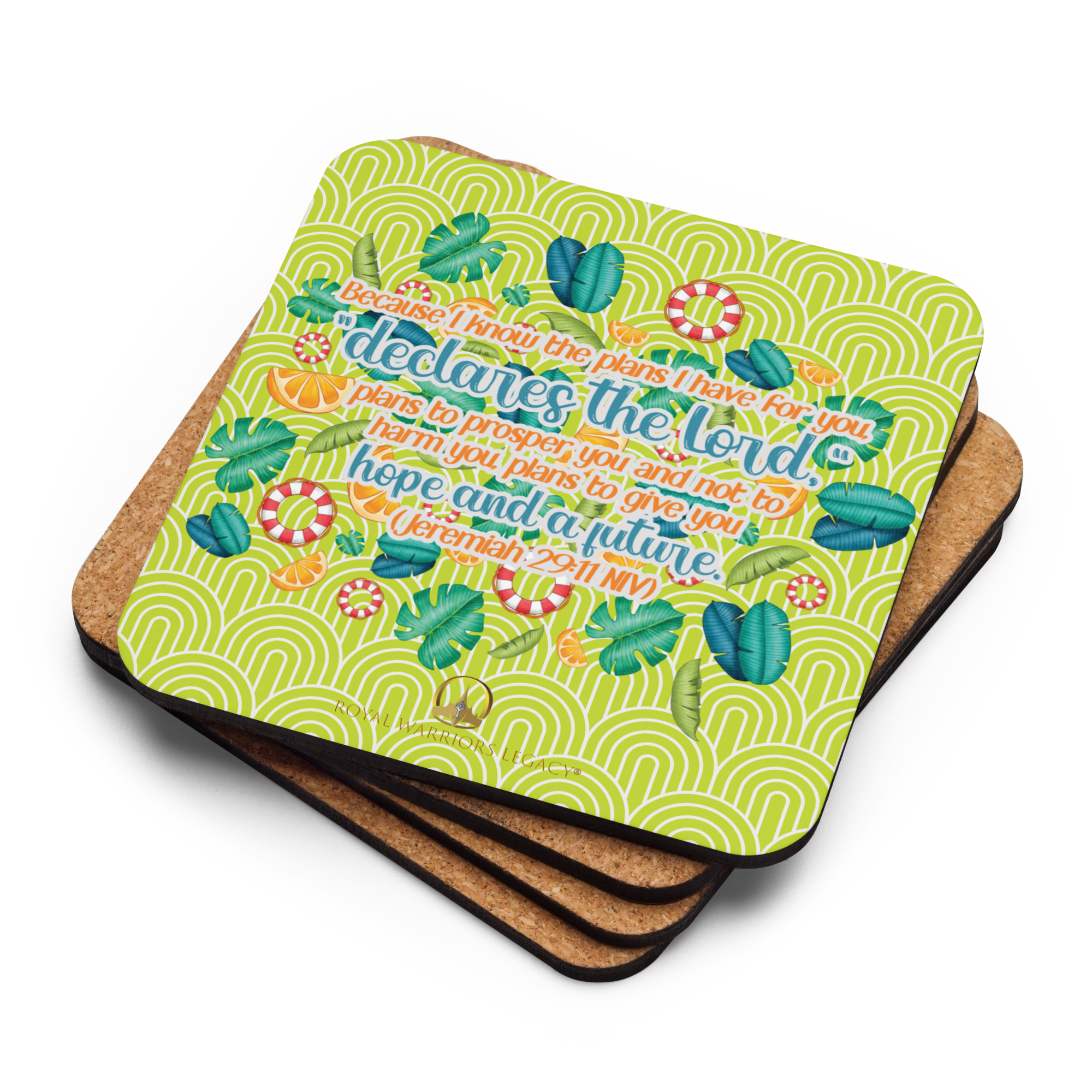 Hope & Future: Jeremiah 29:11 Cork-Back Coaster Set (1–6 pcs)