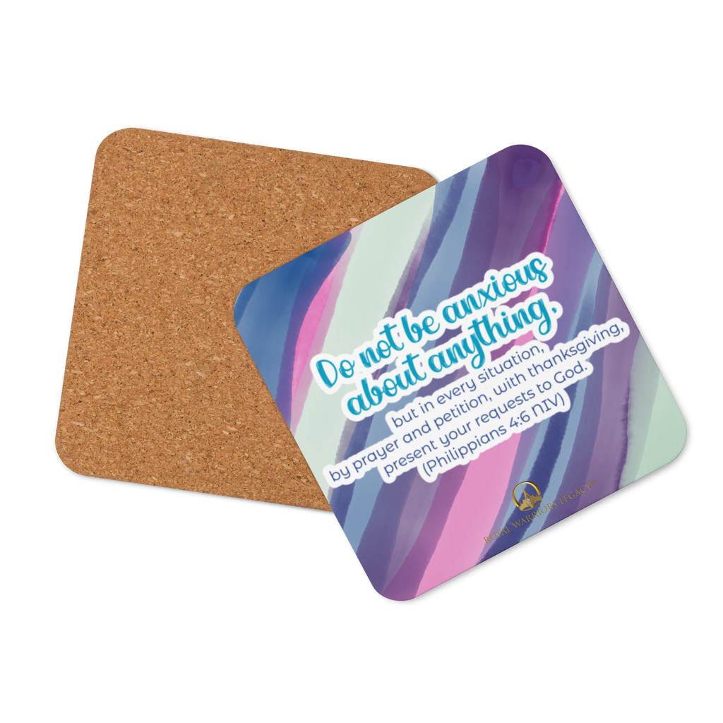 Prayer & Gratitude: Philippians 4:6 Cork-Back Coaster Set (1–6 pcs)