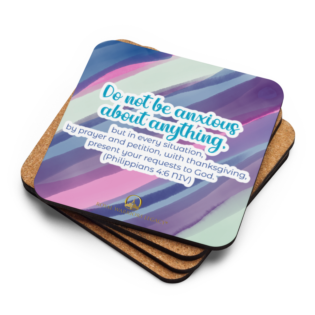 Prayer & Gratitude: Philippians 4:6 Cork-Back Coaster Set (1–6 pcs)