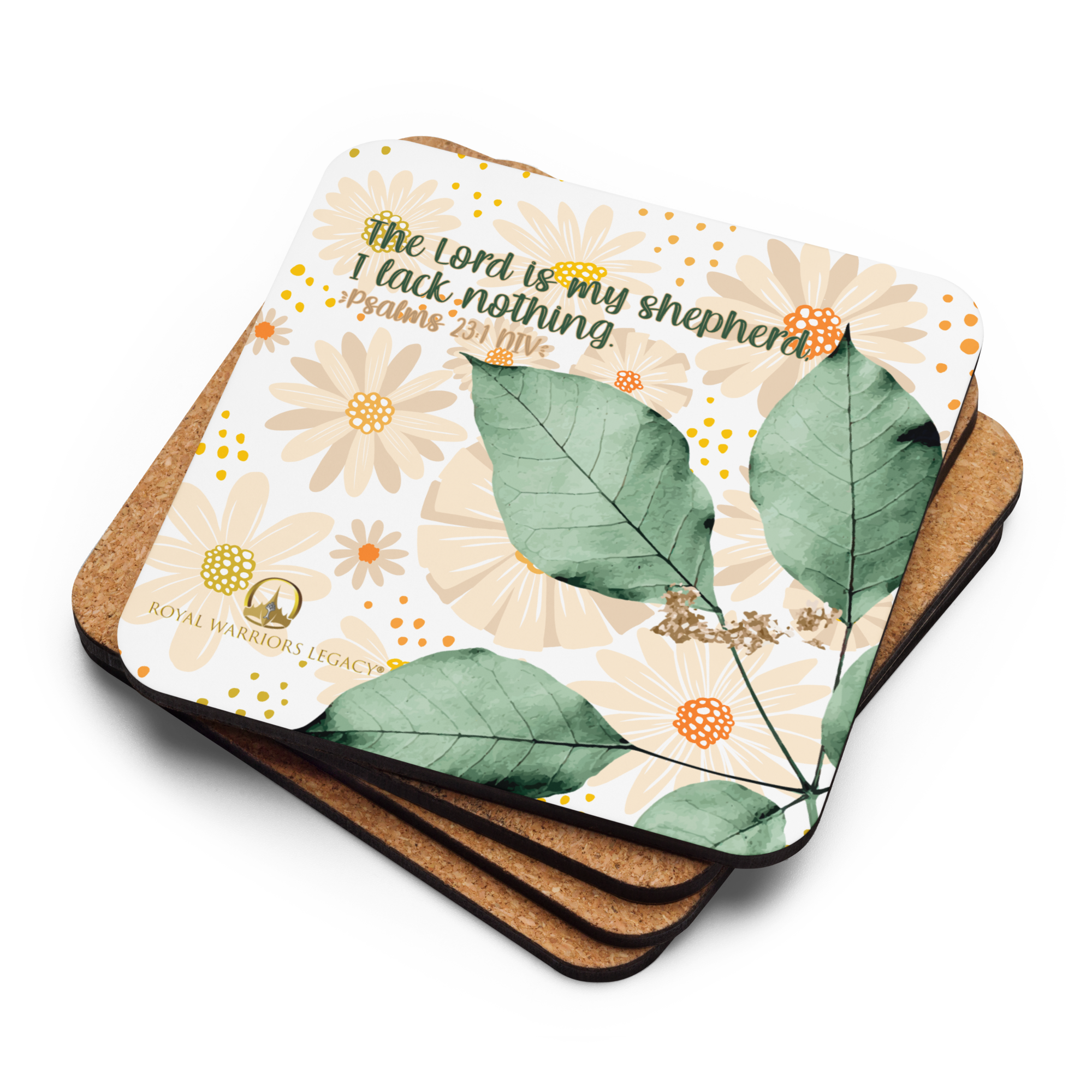 The Lord Is My Shepherd: Psalm 23:1 Cork-Back Coaster Set (1–6 pcs)