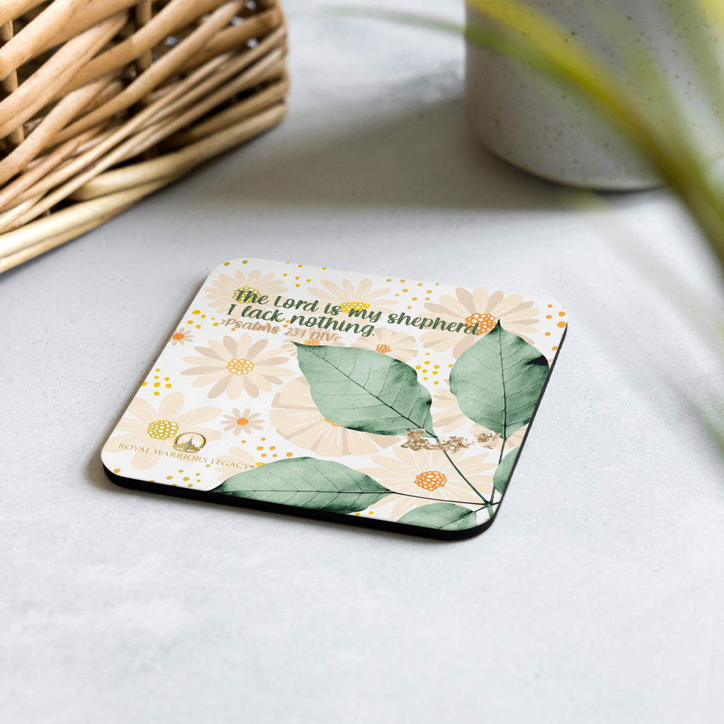 The Lord Is My Shepherd: Psalm 23:1 Cork-Back Coaster Set (1–6 pcs)