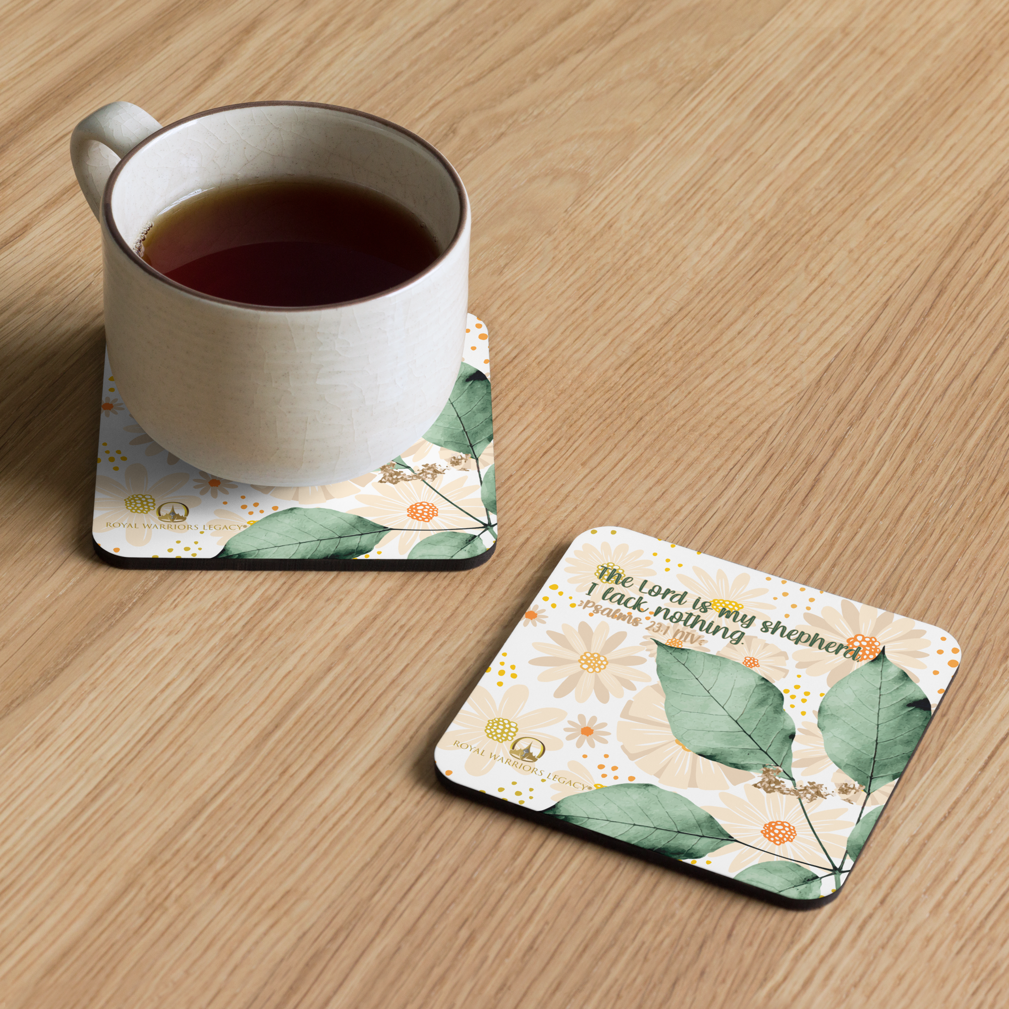The Lord Is My Shepherd: Psalm 23:1 Cork-Back Coaster Set (1–6 pcs)