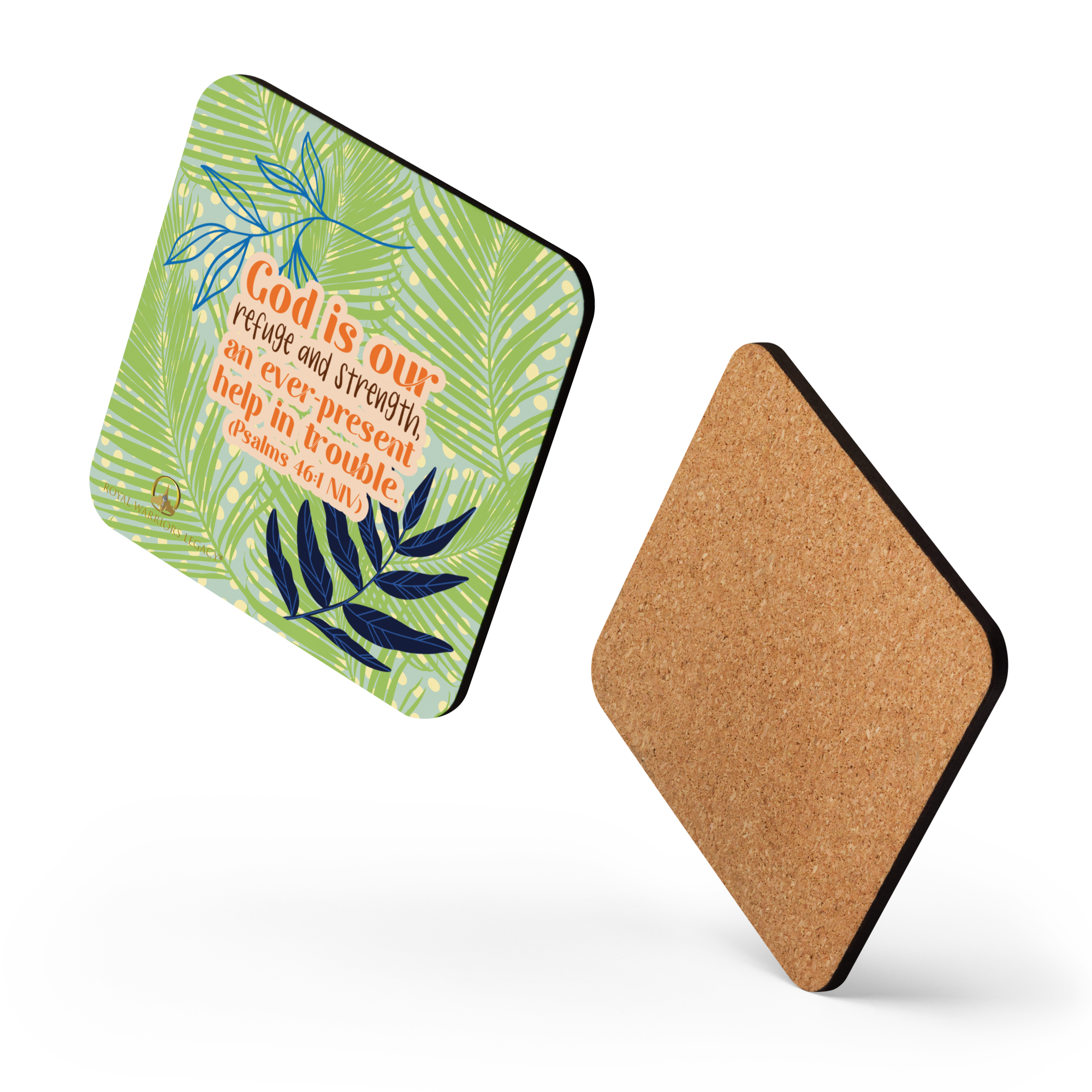 God Our Refuge: Psalm 46:1 Cork-Back Coaster Set (1–6 pcs)