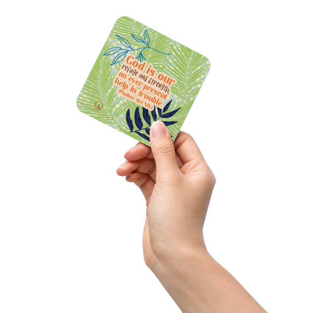 God Our Refuge: Psalm 46:1 Cork-Back Coaster Set (1–6 pcs)