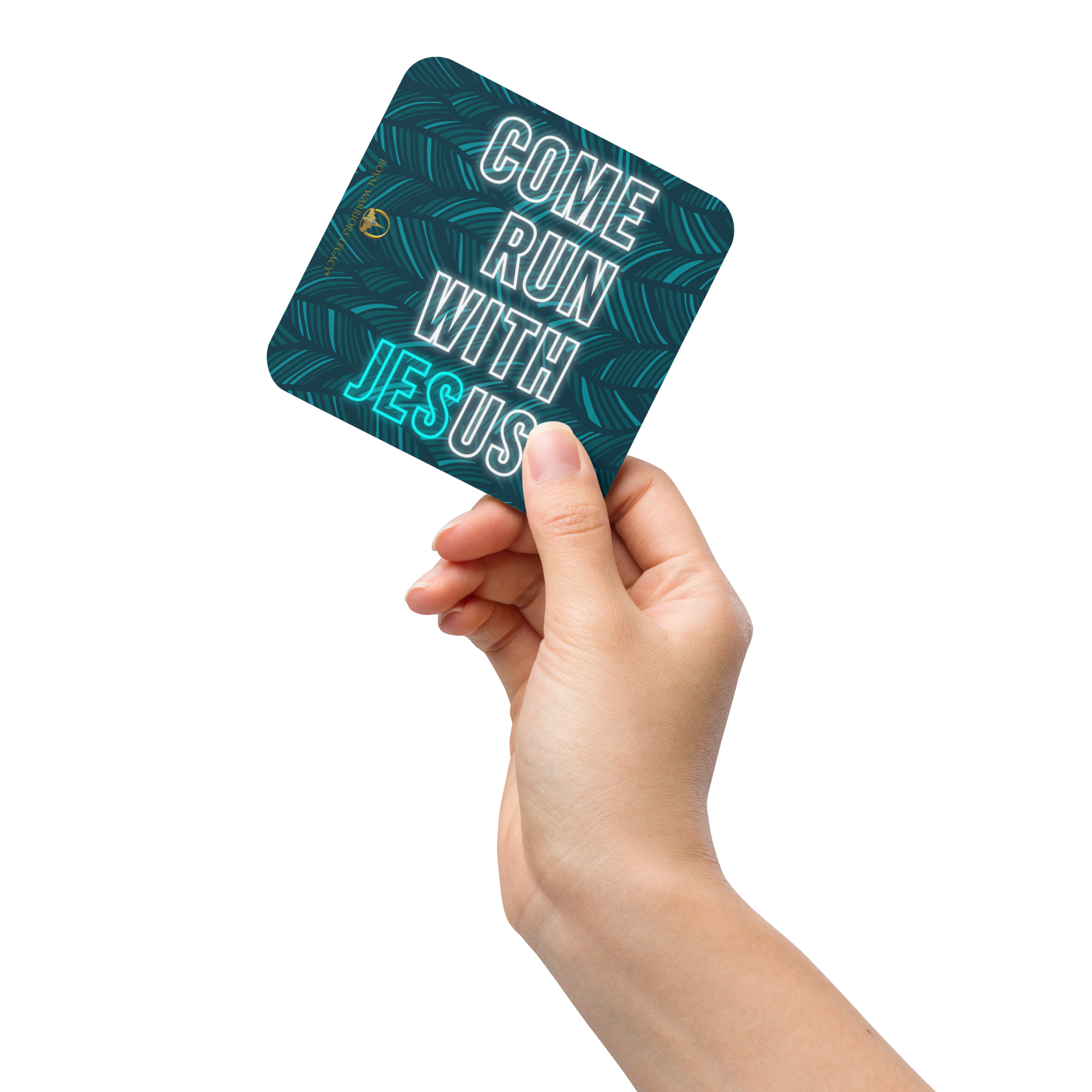 Come Run With Jesus Neon Blue Cork-Back Coaster Set (1–6 pcs)