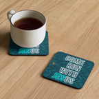 Come Run With Jesus Neon Blue Cork-Back Coaster Set (1–6 pcs)