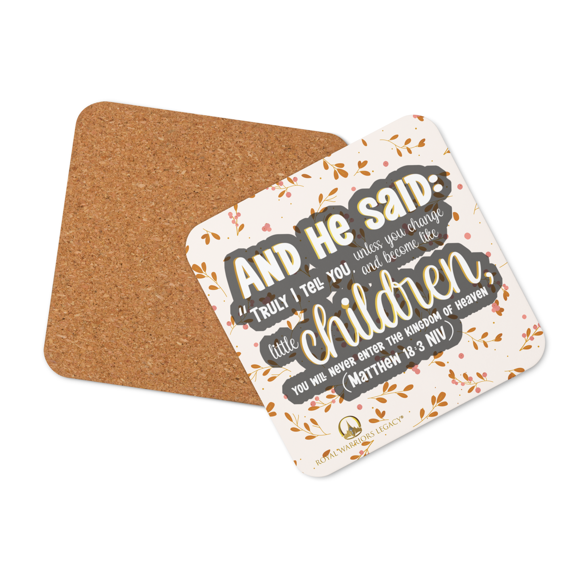 Childlike Faith: Matthew 18:3 Cork-Back Coaster Set (1–6 pcs)