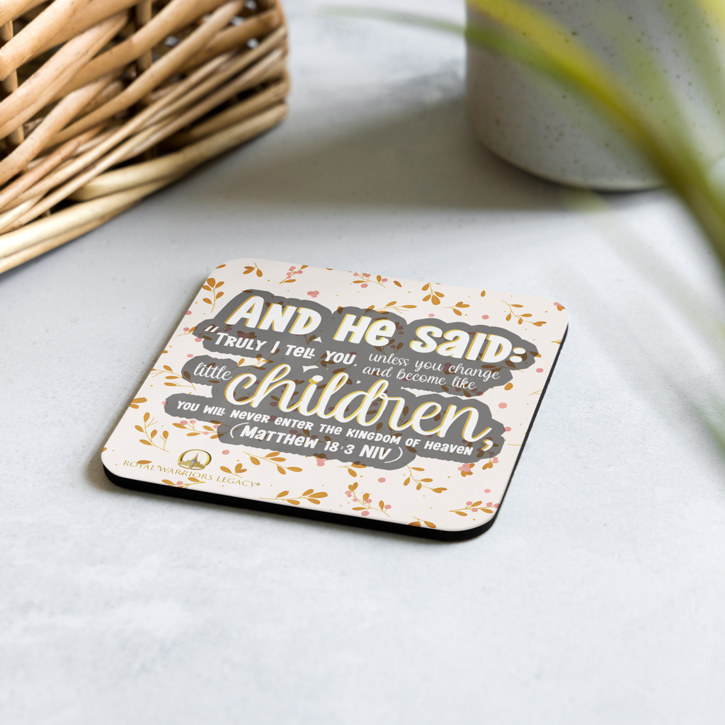 Childlike Faith: Matthew 18:3 Cork-Back Coaster Set (1–6 pcs)