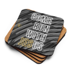 Come Run With Jesus Gold Cork-Back Coaster Set (1–6 pcs)