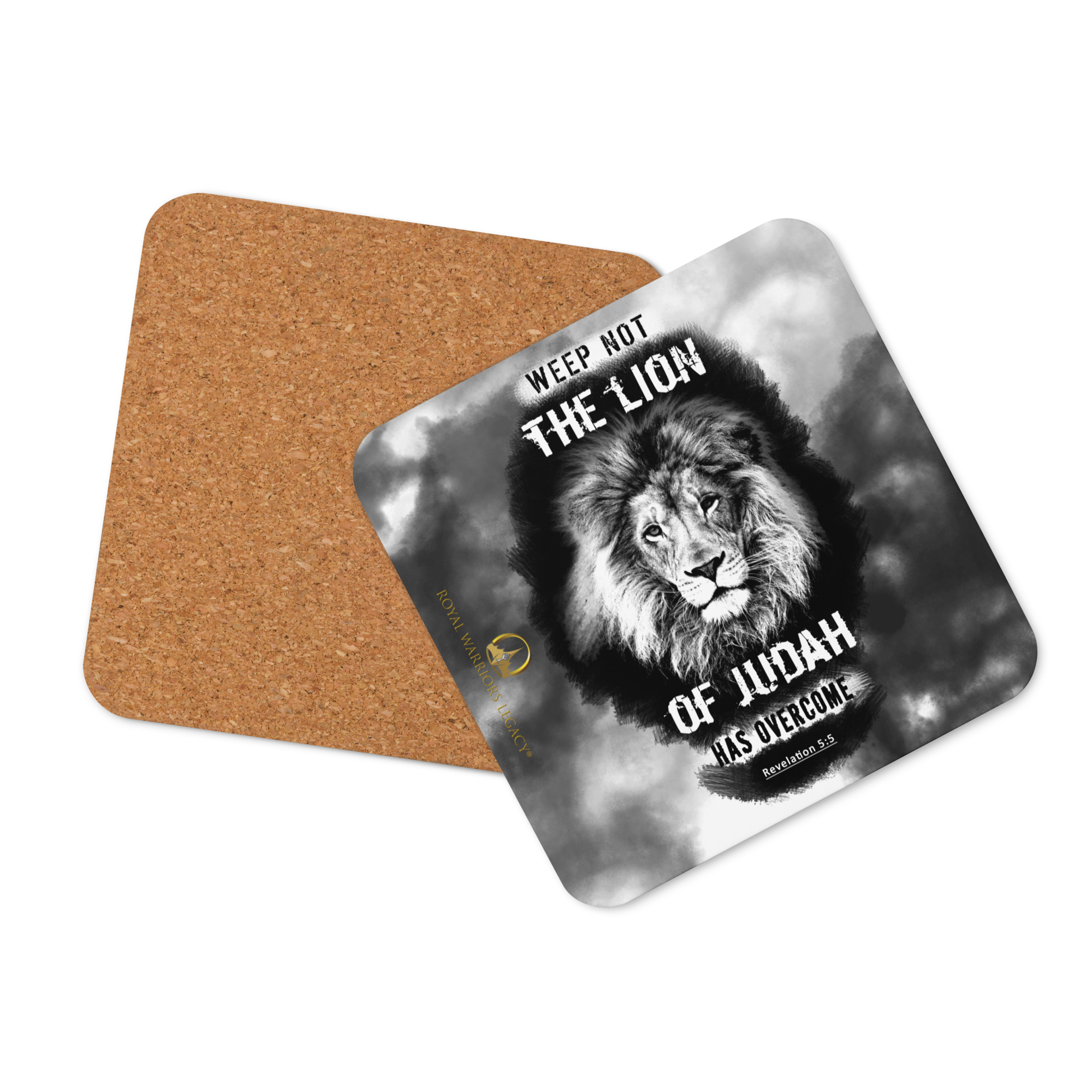 The Lion of Judah: Revelation 5:5 Cork-Back Coaster Set (1–6 pcs)