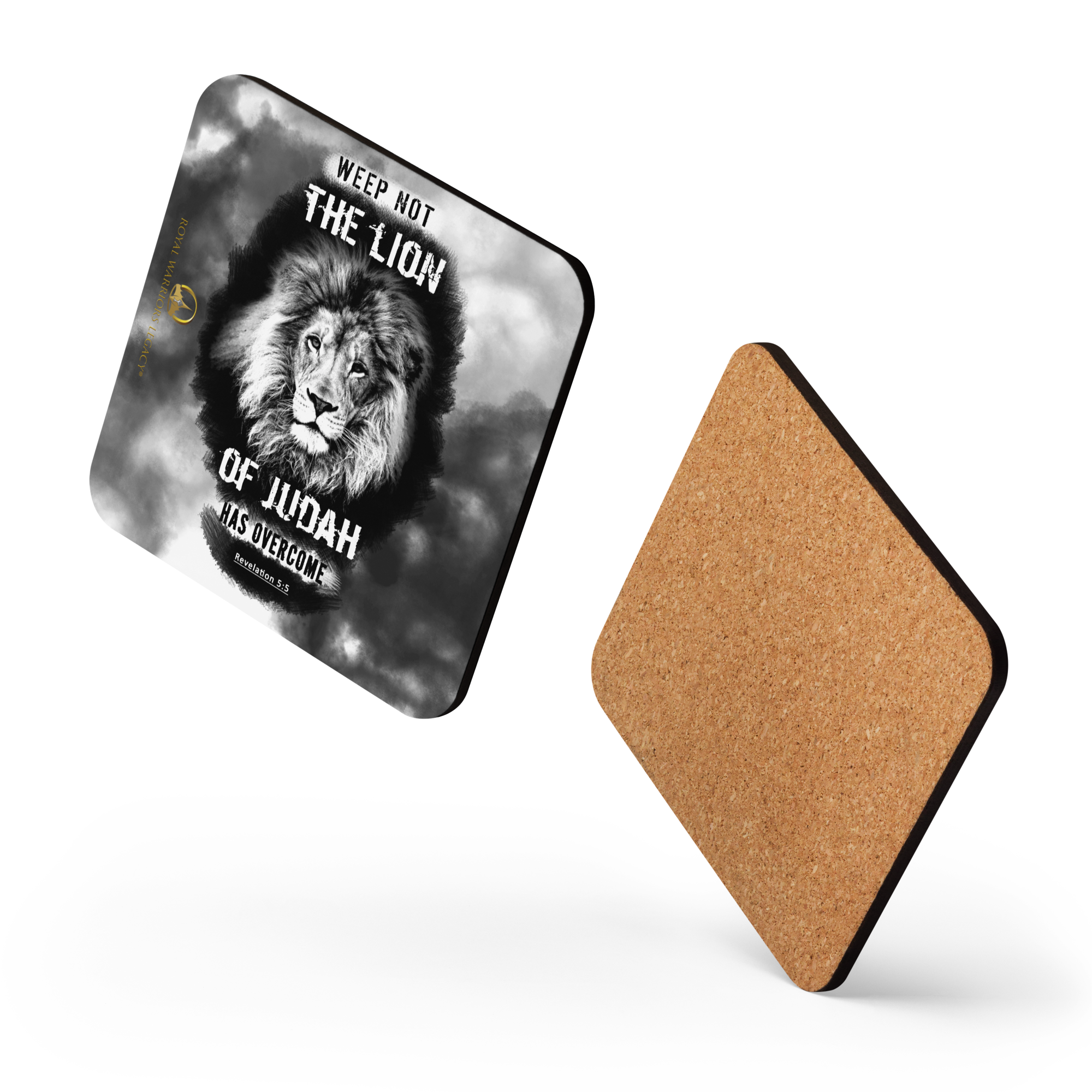The Lion of Judah: Revelation 5:5 Cork-Back Coaster Set (1–6 pcs)