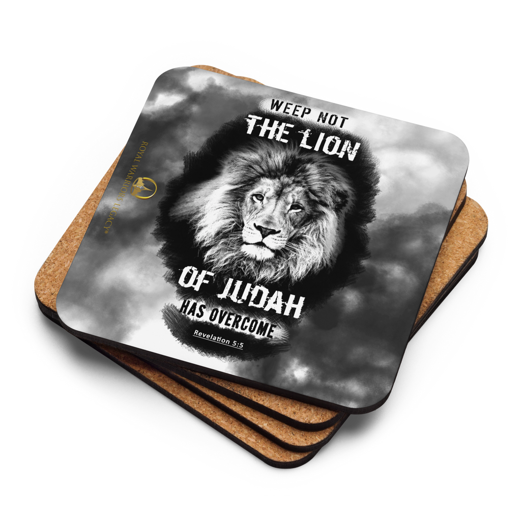 The Lion of Judah: Revelation 5:5 Cork-Back Coaster Set (1–6 pcs)