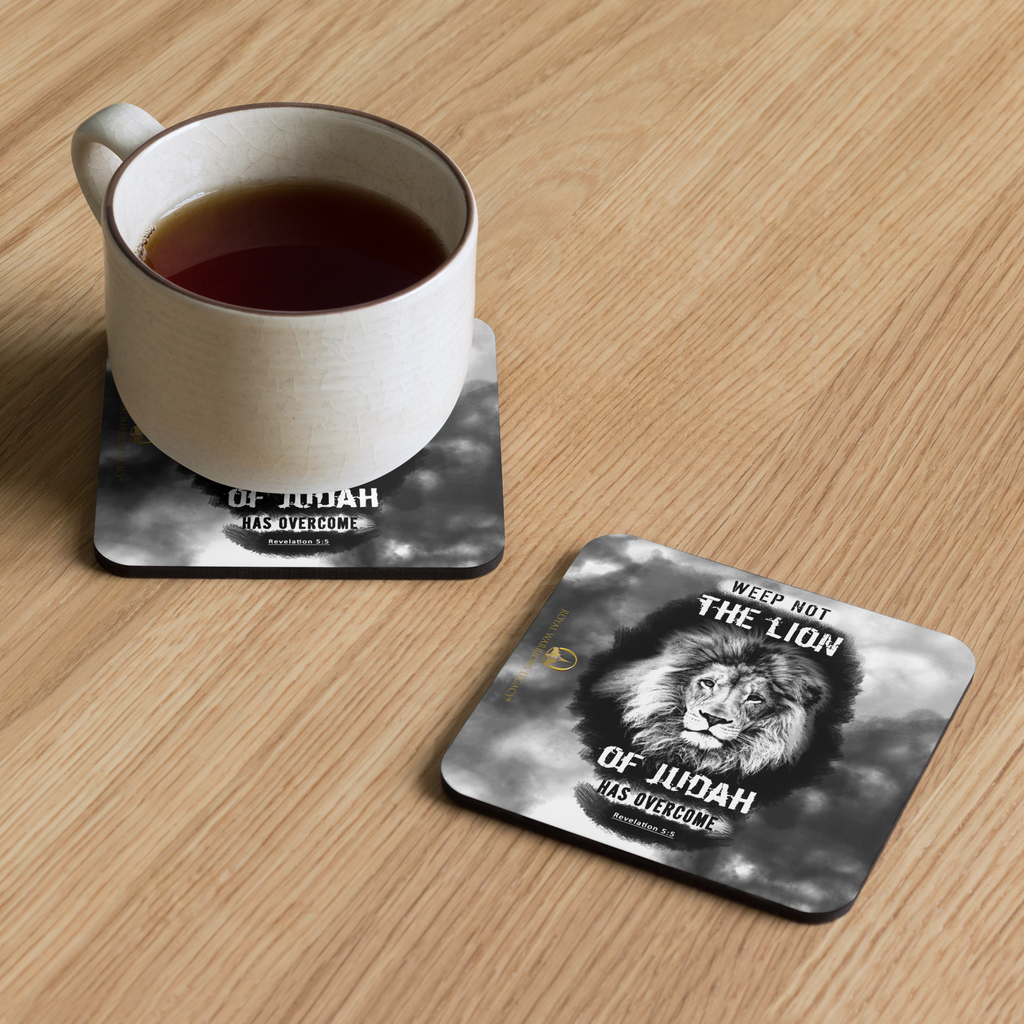 The Lion of Judah: Revelation 5:5 Cork-Back Coaster Set (1–6 pcs)