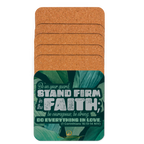 Stand Firm in Faith: 1 Corinthians 16:13-14 Cork-Back Coaster Set (1–6 pcs)