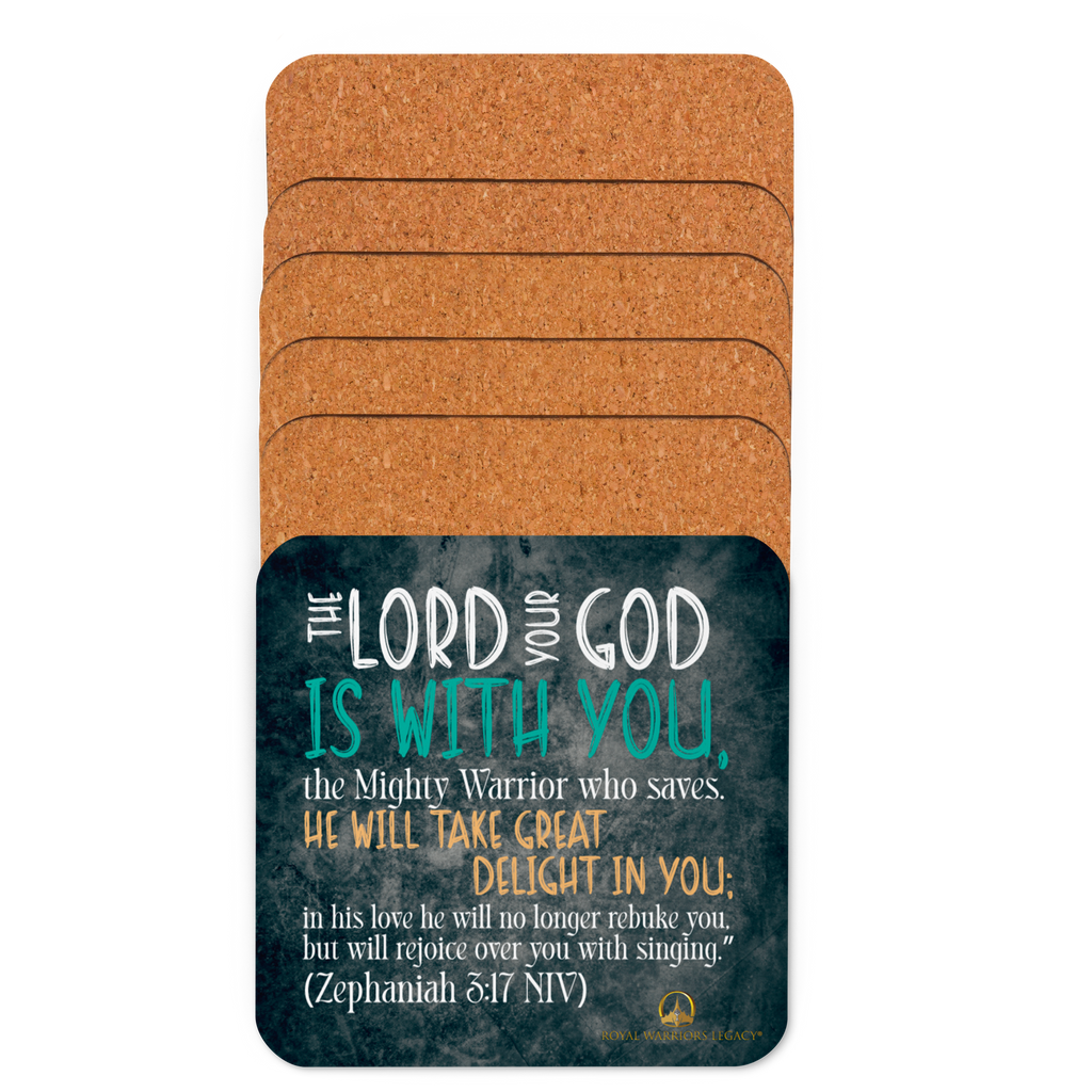 Rejoice in His Love: Zephaniah 3:17 Cork-Back Coaster Set (1–6 pcs)