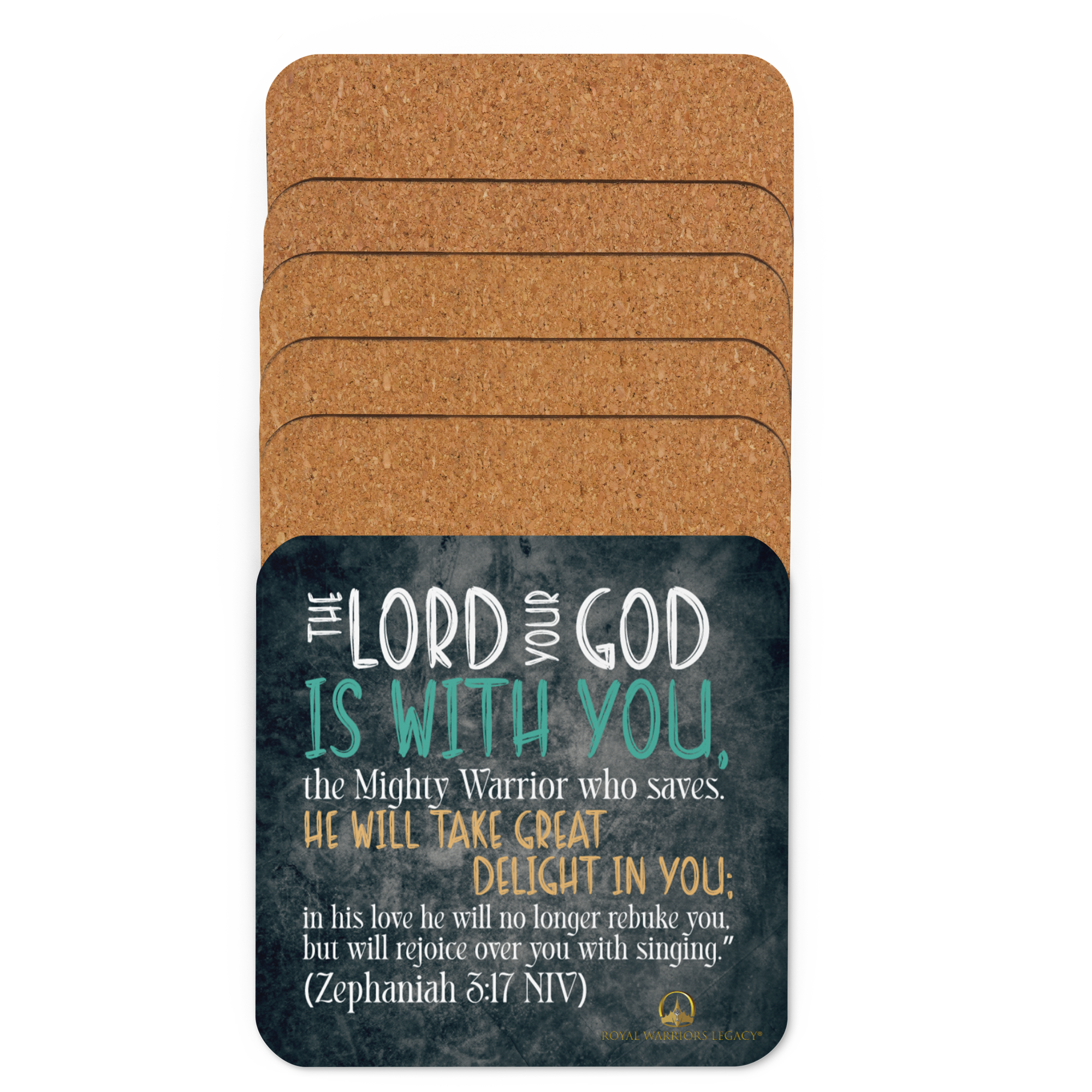 Rejoice in His Love: Zephaniah 3:17 Cork-Back Coaster Set (1–6 pcs)