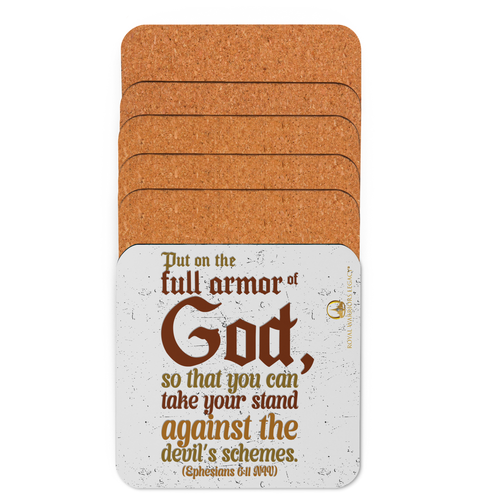 Full Armor Of God: Ephesians 6:11 Cork-Back Coaster Set (1–6 pcs)