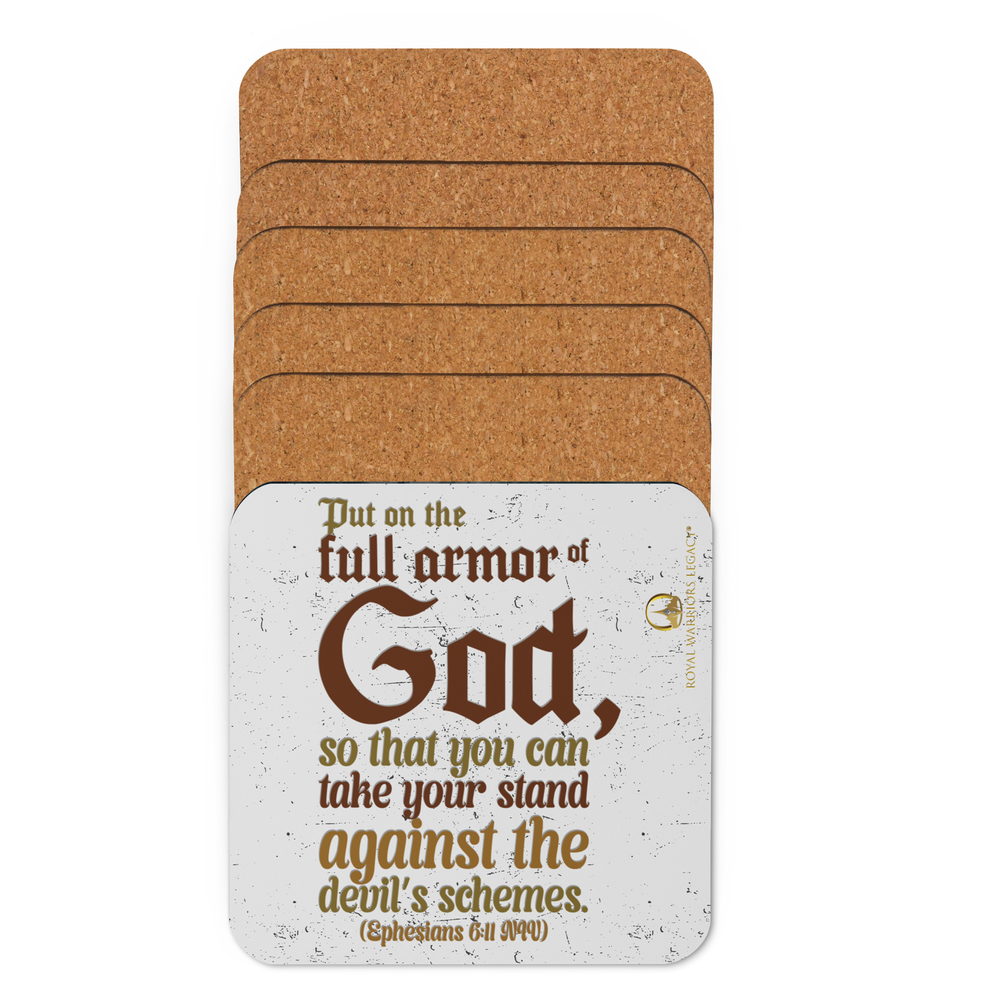 Full Armor Of God: Ephesians 6:11 Cork-Back Coaster Set (1–6 pcs)