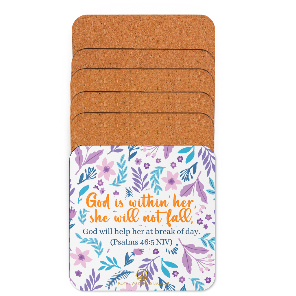 Unshakeable Faith: Psalms 46:5 Cork-Back Coaster Set (1–6 pcs)