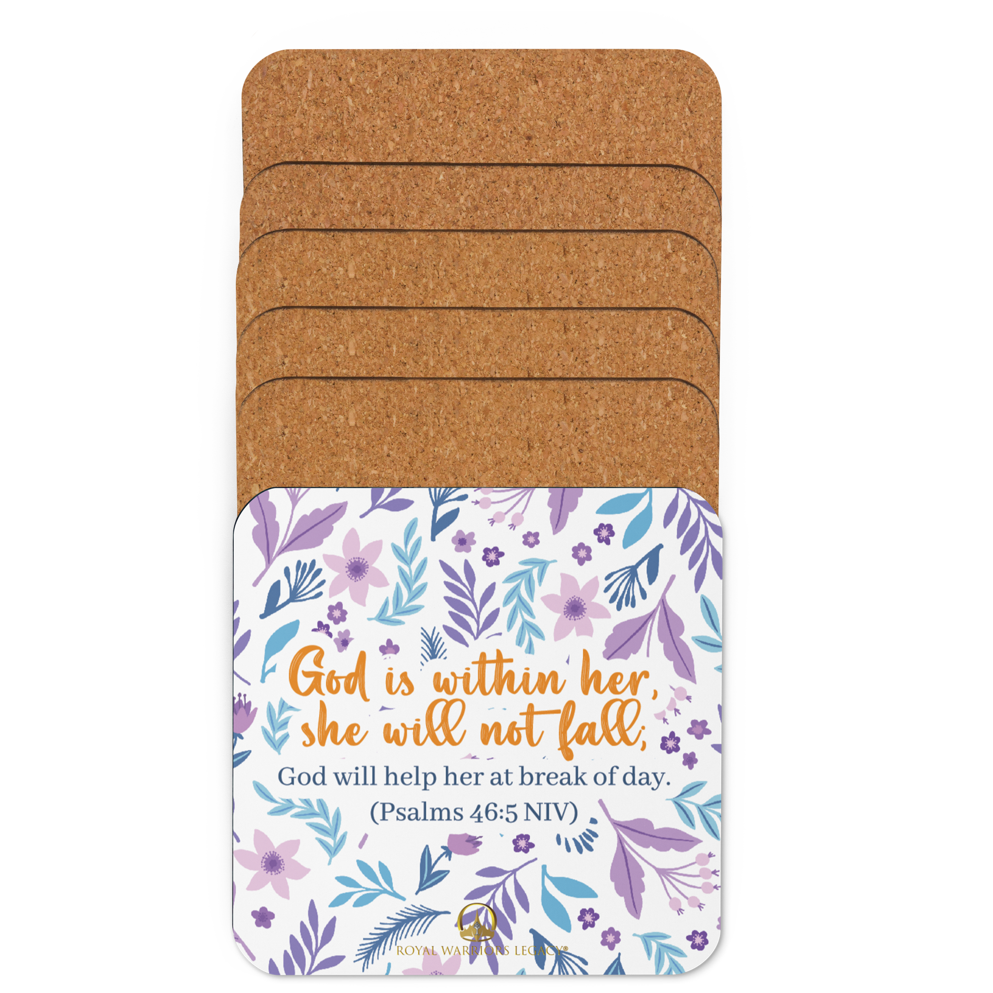 Unshakeable Faith: Psalms 46:5 Cork-Back Coaster Set (1–6 pcs)