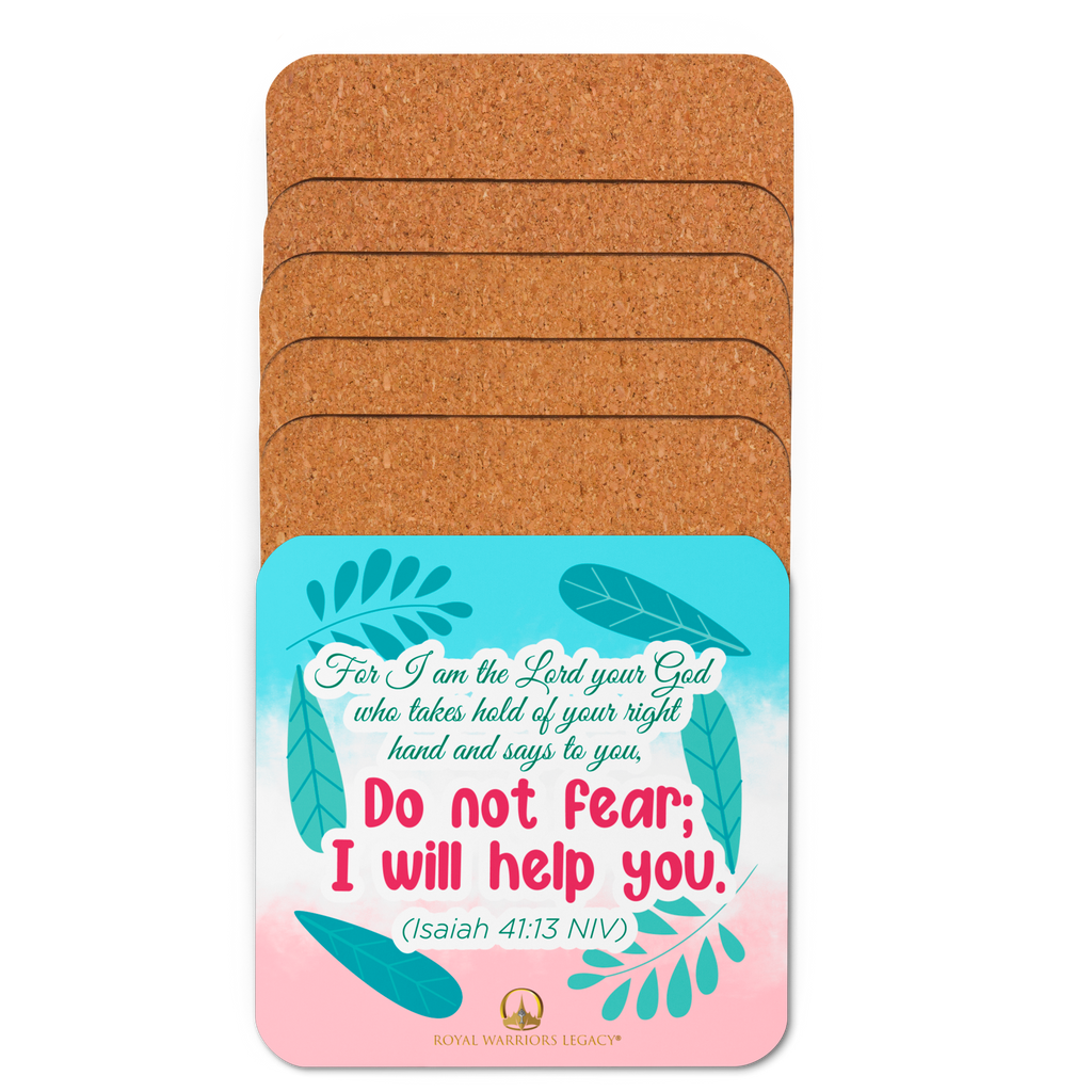 Fear Not: Isaiah 41:13 Cork-Back Coaster Set (1–6 pcs)