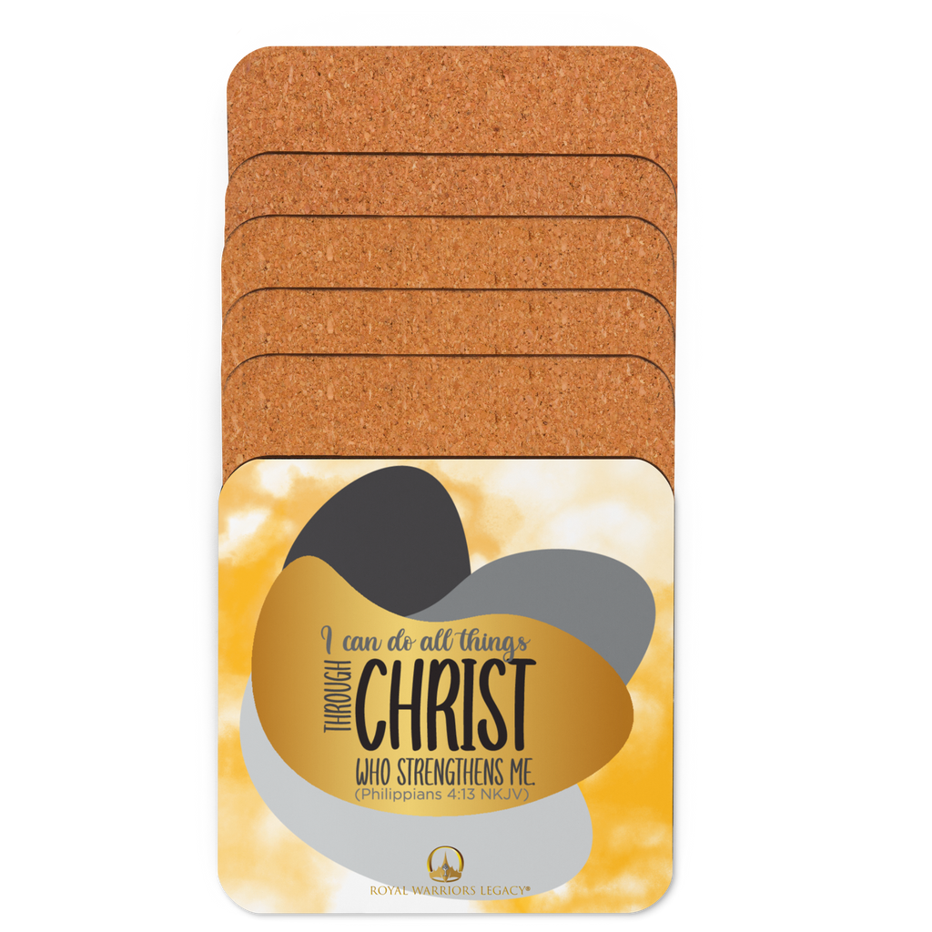 Empowered by Christ: Philippians 4:13 Cork-Back Coaster Set (1–6 pcs)