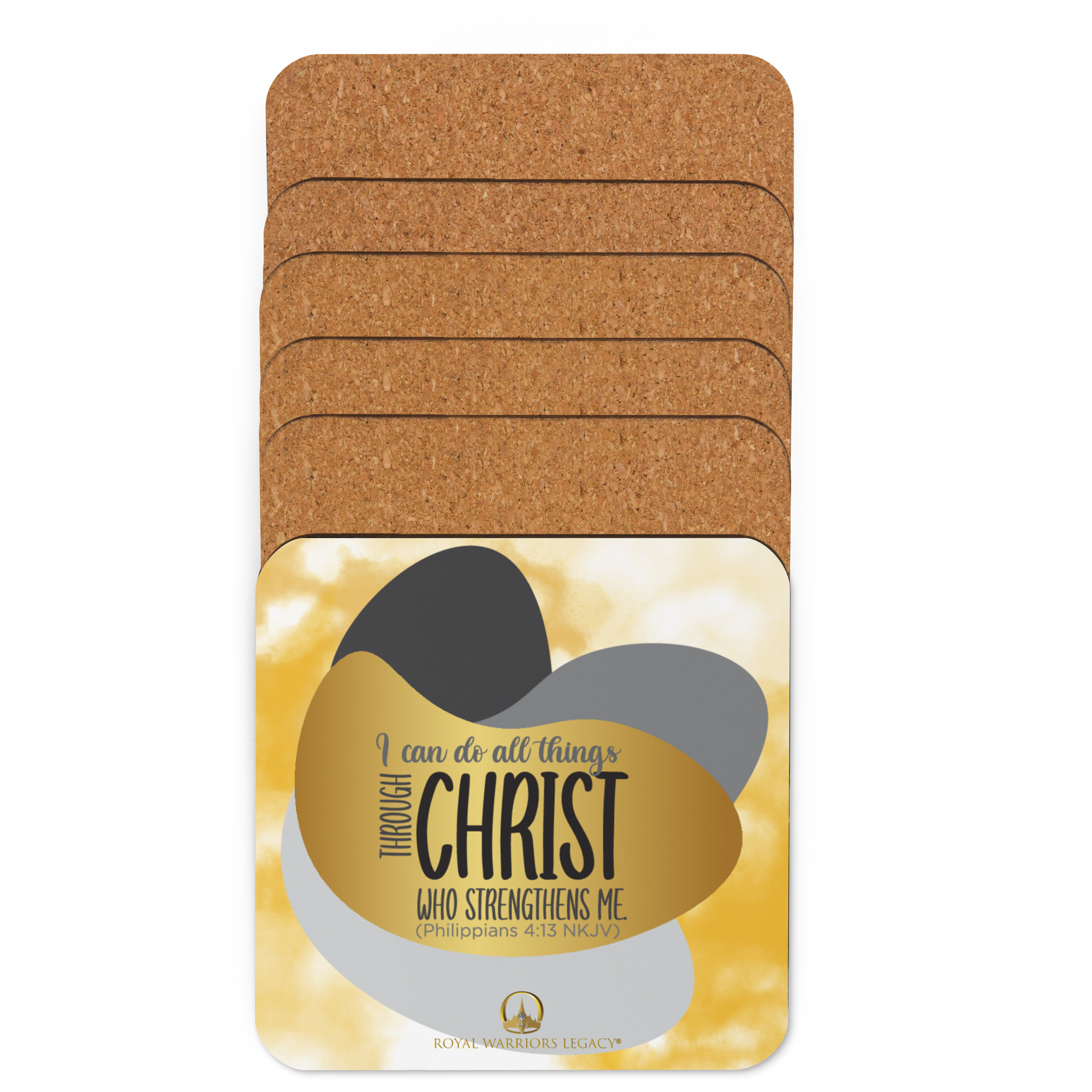 Empowered by Christ: Philippians 4:13 Cork-Back Coaster Set (1–6 pcs)