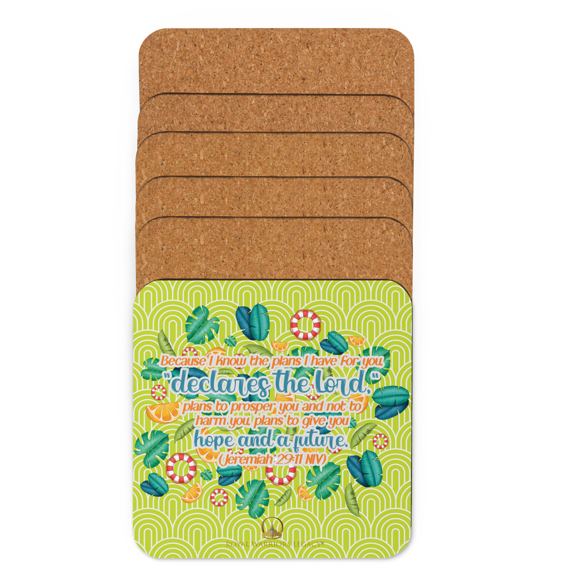 Hope & Future: Jeremiah 29:11 Cork-Back Coaster Set (1–6 pcs)
