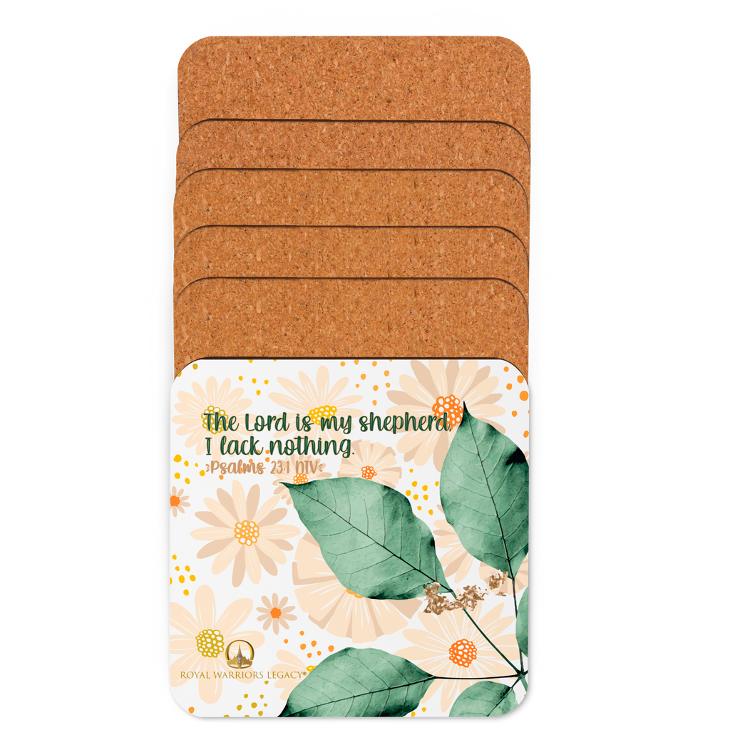 The Lord Is My Shepherd: Psalm 23:1 Cork-Back Coaster Set (1–6 pcs)