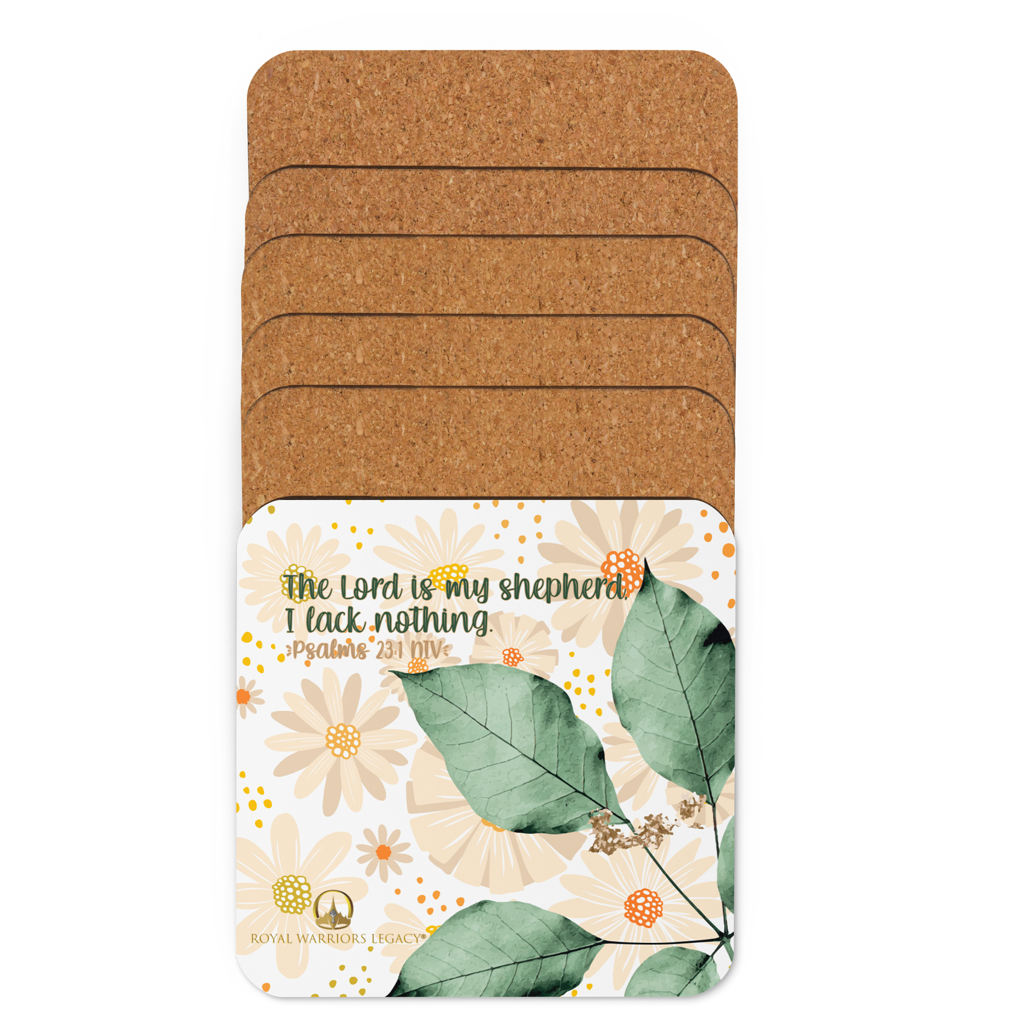 The Lord Is My Shepherd: Psalm 23:1 Cork-Back Coaster Set (1–6 pcs)