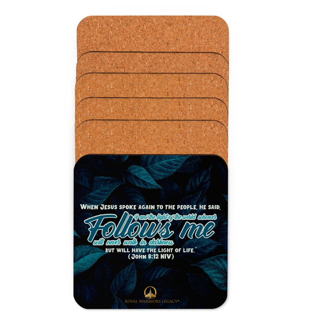 Light Of The World: John 8:12 Cork-Back Coaster Set (1–6 pcs)