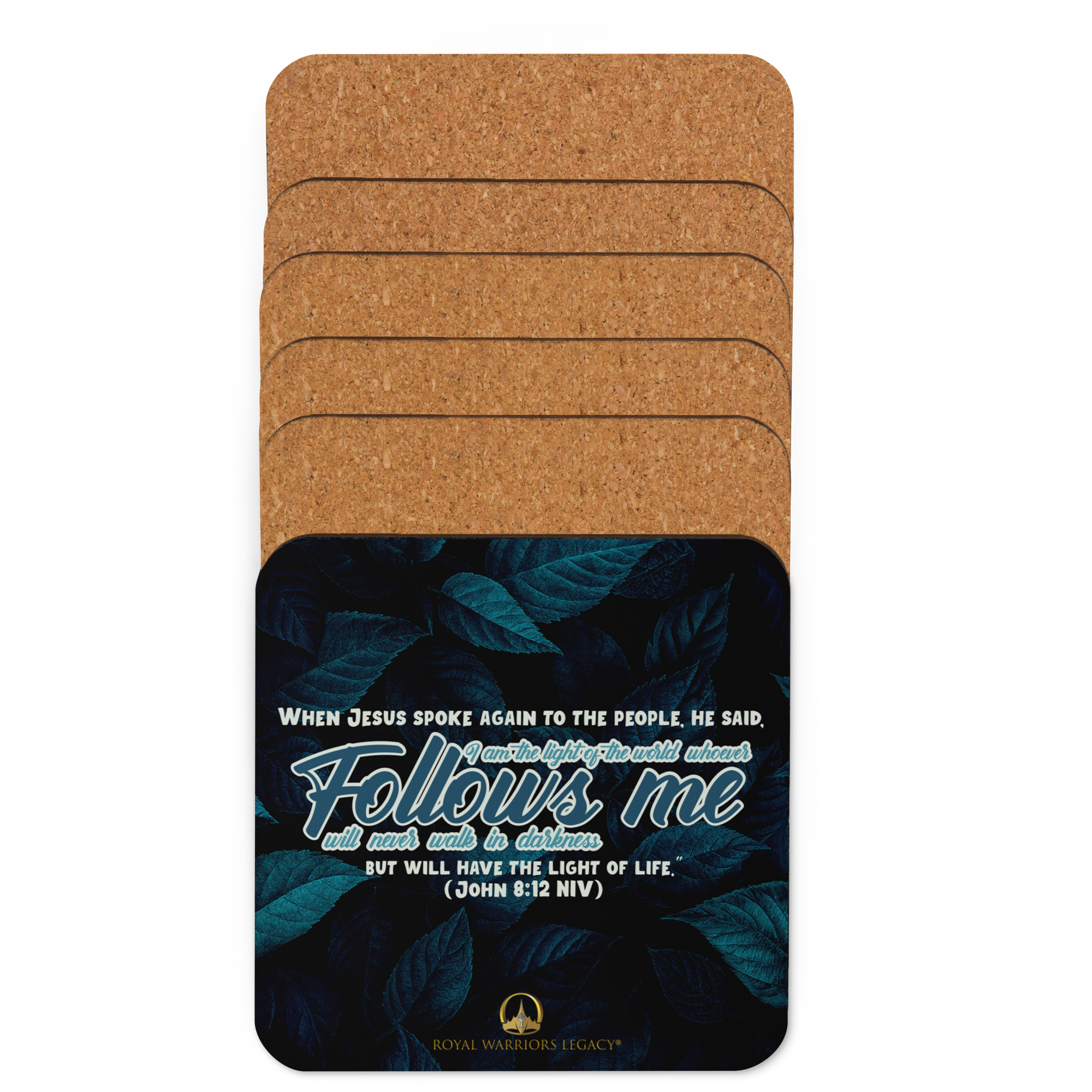 Light Of The World: John 8:12 Cork-Back Coaster Set (1–6 pcs)