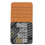 Come Run With Jesus Gold Cork-Back Coaster Set (1–6 pcs)