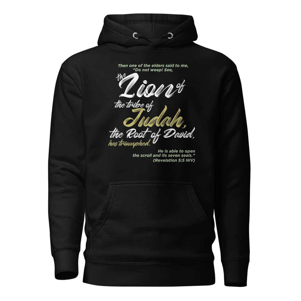 Lion of Judah & Root of David: Revelation 5:5 Unisex Premium Hoodie