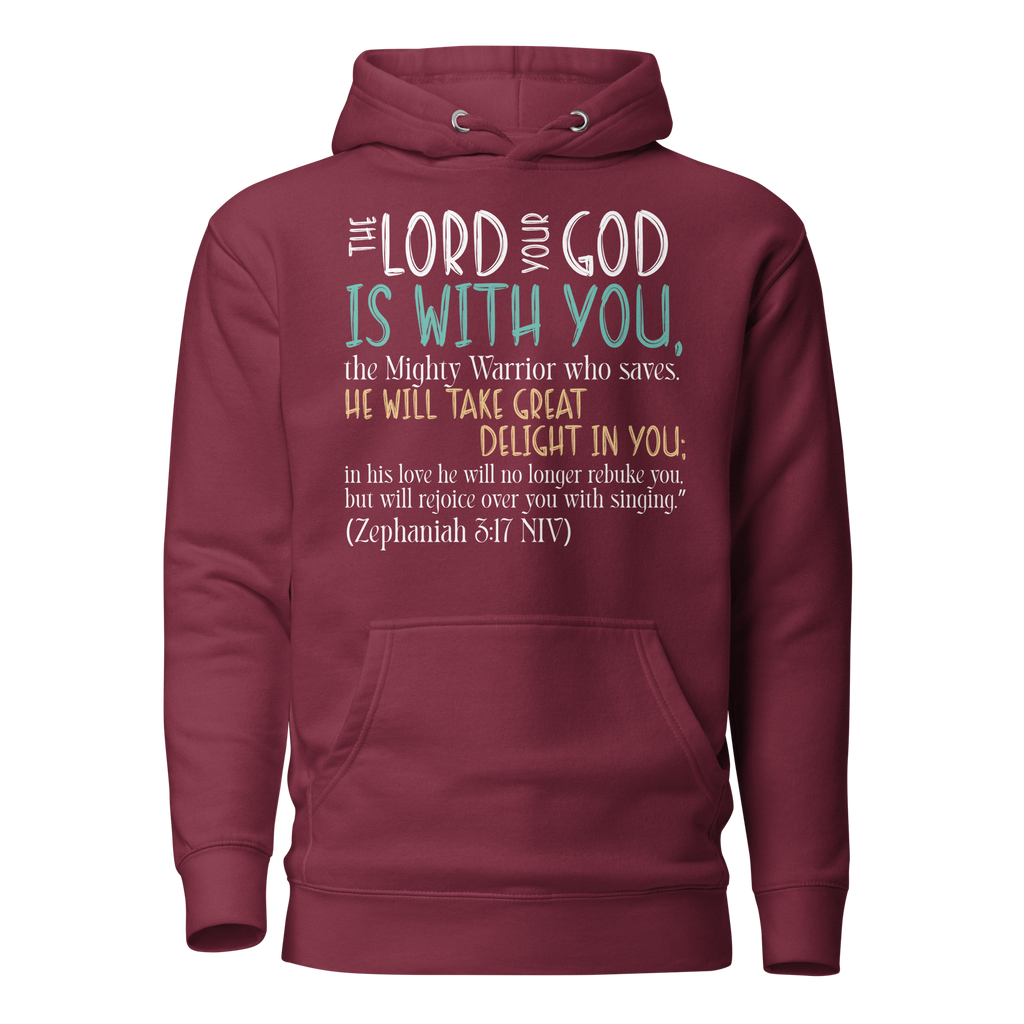 Rejoice in His Love: Zephaniah 3:17 Unisex Premium Hoodie