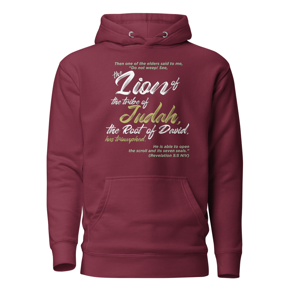 Lion of Judah & Root of David: Revelation 5:5 Unisex Premium Hoodie