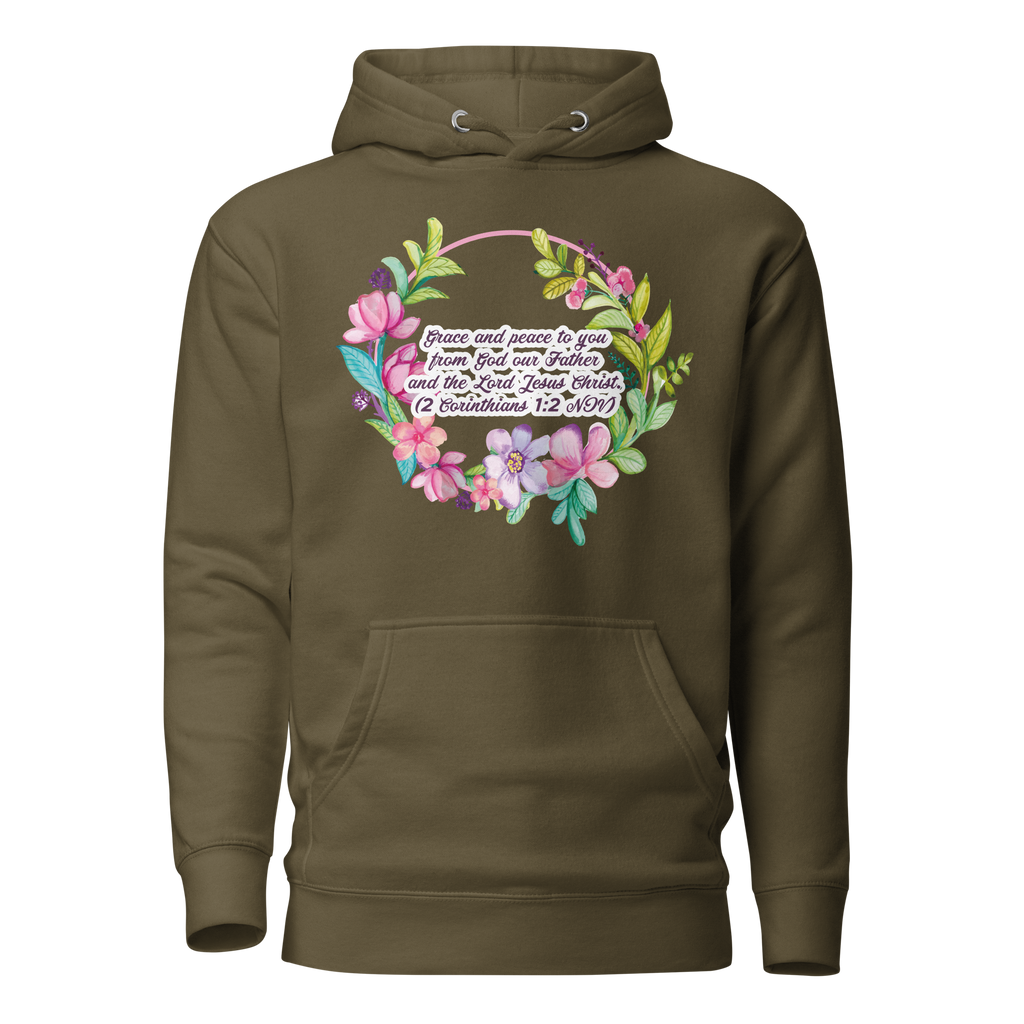 Grace & Peace Blooms: 2 Corinthians 1:2 Unisex Premium Hoodie