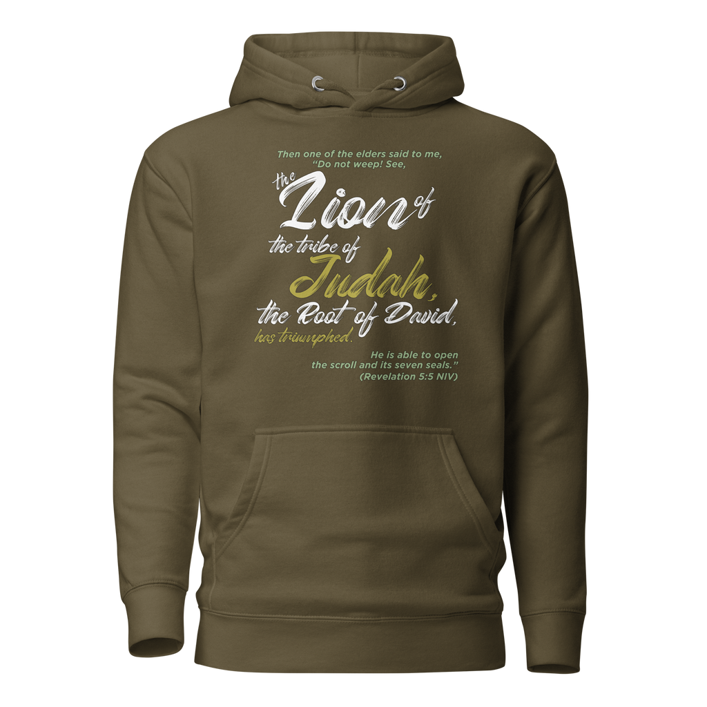 Lion of Judah & Root of David: Revelation 5:5 Unisex Premium Hoodie