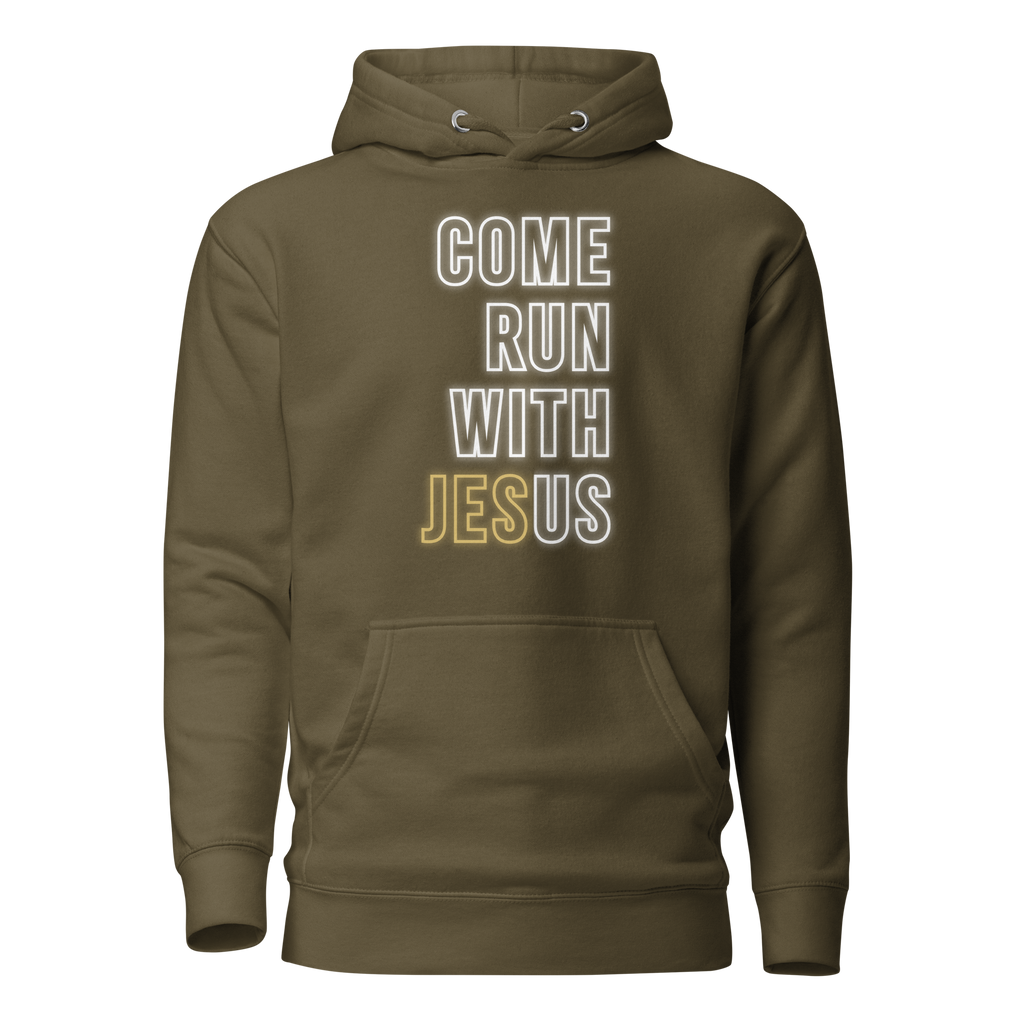 Come Run With Jesus Gold Unisex Premium Hoodie