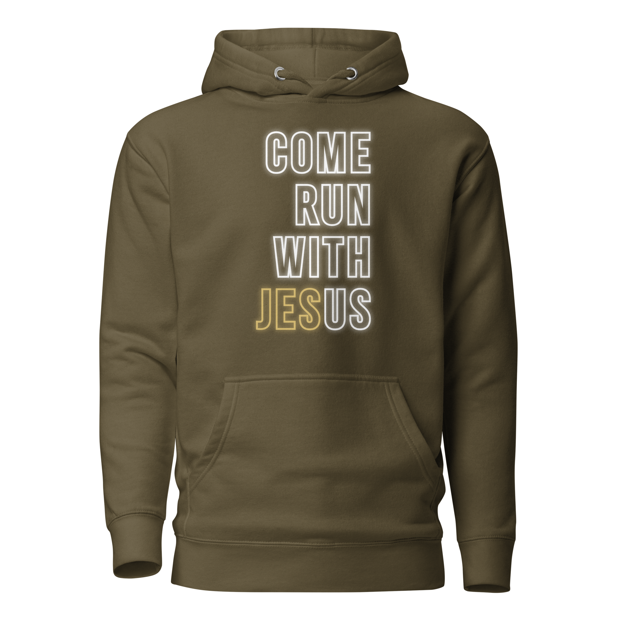 Come Run With Jesus Gold Unisex Premium Hoodie
