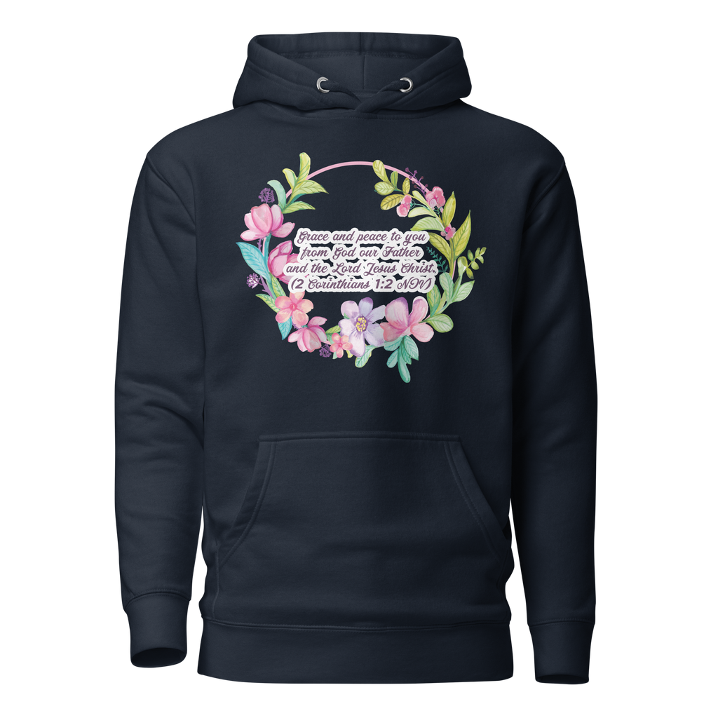 Grace & Peace Blooms: 2 Corinthians 1:2 Unisex Premium Hoodie