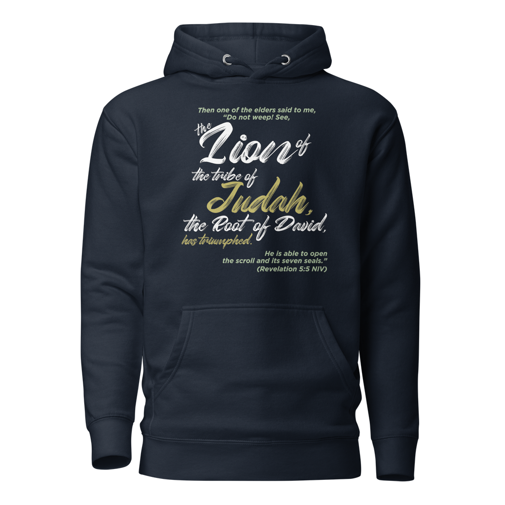 Lion of Judah & Root of David: Revelation 5:5 Unisex Premium Hoodie