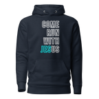 Come Run With Jesus Neon Blue Unisex Premium Hoodie