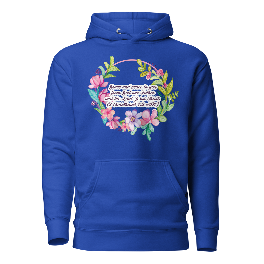 Grace & Peace Blooms: 2 Corinthians 1:2 Unisex Premium Hoodie