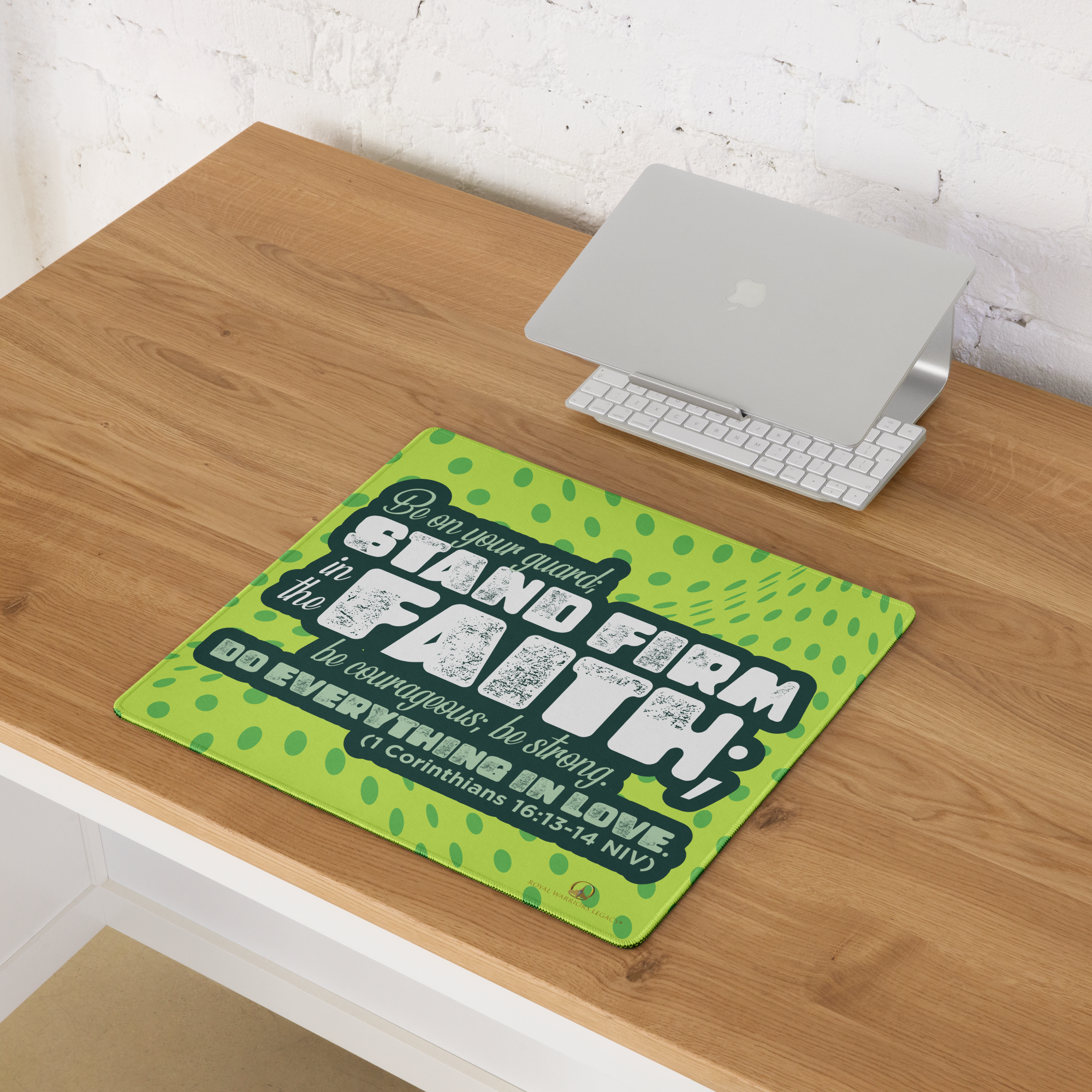Stand Firm in Faith: 1 Corinthians 16:13-14 Gaming Mouse Pad (18″×16″ / 36″×18″)